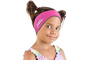 AqtivAqua Bandeau de Natation - Bandeau de Protection des Oreilles Pour la Natation - pour Enfants, Adultes, Hommes, Femmes, Bébés - Protège les Cheveux - Bouchons D'oreille (Rouge, Medium)
