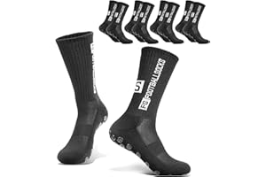 Ziamzra 4 Paires Chaussettes Antidérapantes Foot Grip Socks 39-46 Chaussette Foot Homme Femme Football Socks Epaisse Respirant Chaussettes Grip pour Football Basketball Trekking Cyclisme Yoga Rugby