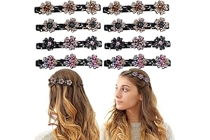 UPTVIN Lot de 8 Barrette à Cheveux Latérale à Trois Fleurs, Pince à Cheveux en Strass Clover, Barrette Cheveux Femme Latérale, Pinces à Cheveux tressées en Pierre de Cristal étincelante, pour femmes, filles