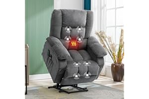 Bosmiller Elektrische Aufstehhilfe Relaxsessel Aufstehsessel Verstellbar Fernsehsessel Heizung Sessel mit Aufstehhilfe TV Sessel mit Massage Wärmefunktion Liegesessel, Grau