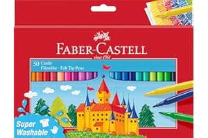 Faber-Castell 554204 – filtpennor set castle, 50 kartongfodral, tvättbara filtpennor