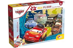 LISCIANIGIOCHI Lisciani - DISNEY CARS - Maxi Floor Puzzle - Gift Idea for children from 3 years - 24 pieces - 2 in 1 double-sided with colouring page on the back - promotes creativity - Made in Italy