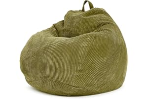 Green Bean© Poltrona a sacco da interno 90x110cm Imbottitura EPS & Velluto a coste morido accogliente lavabile - Cuscino Pavimento Lounge Sedia Sgabello Relax Pouf Bambini Adulti Verde