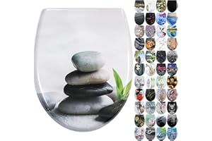Fanmitrk WC Sitz mit Absenkautomatik, Toilettendeckel mit Motiv, Klodeckel aus Duroplast, Klobrille mit Quick Release Funktion, Toilettensitz Befestigung von oben (UF0112)