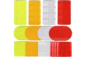 JIASI&JIESY 48 Piezas Pegatinas Reflectantes,Reflectante Bicicleta,Adhesivo Reflectante,Cinta Adhesiva Reflectante Seguridad,Cuatro Colores,Altamente Reflectantes y Intemperie,para Bicicleta, Moto,Silla de Paseo
