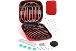 Aeelike Circular Knitting Needles, Interchangeable Circular Knitting Needles Set with Case & Accessories, 13 Pairs of Round Knitting Needles 3mm-10mm, Circular Knitting Kit for Beginners Adults