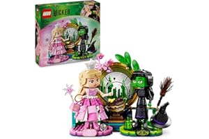 LEGO Wicked Figuras de Elphaba y Glinda - Juguete para Jugar y Exponer con Accesorios de Escoba, Corona, Bolso y Ventana - Muñecas de Bujas -Regalo para Niñas de 10+ Años y Fans de la Película 75682