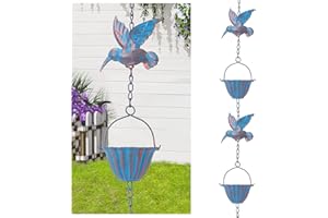CLYFANESY Catena Acqua Piovana Colibrì per Grondaie, 2,4m Catena Antipioggia Sospesa, Chain Pioggia per Esterni, Decorazione Metallo Catenas Pioggia, Chain Grondaia, Decorazione per Pescherecci e Tubi Scarico
