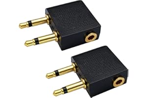 AAOTOKK Dual 3,5 mm (1/8 ") mâle à 3,5 mm Femelle AUX Audio Jack Adapter Converter pour l'utilisation d'un Casque sur Un vol en Avion (2 Pack)
