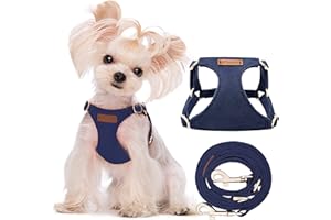 Puppytie Pettorina per Cani di Piccola Taglia - Guinzaglio per Cani Multifunzione, Leggera, Morbida, Regolabile, Senza Soffocamento, a Prova di Fuga per Animali Domestici - Blu Navy, XS, 2-5 kg
