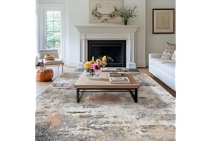 MAST DOO Tappeto per soggiorno, lavabile, moderno a pelo corto, grande, astratto, lavabile, antiscivolo, per sala da pranzo, ufficio, decorazione ruggine, dimensioni 160 x 230 cm