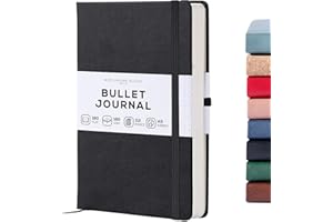 Beechmore Books Dotted Journal Bullet Notebook, 8.3 x 5.8 inch 112 Dotted pages, Hardcover Grid Dot Leather Journals For Women, Men - 160 GSM Thick Paper, Gifts Box Included