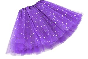 Sibba Sparkle Tutu Rock Ballett Tanz Skorts 3 Lagen Tüll Pailletten Sterne Röcke Rollenspiele Geburtstag Prinzessin Party für Mädchen Kleinkinder 2-7 Jahre Sport Outdoor Kleidung Kostüm