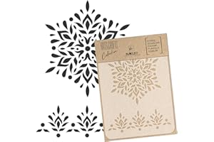 NAKLEO Pochoir pour Peinture Artisanat A4 21x30cm, Modèle en Plastique, Réutilisable, Mandala Rangoli, DIY Bricolage Scrapbooking Décoration a Peindre, Mur Sol Bois Tissu Meuble, Plâtre Béton