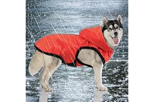 Idepet Chaqueta Impermeable para Perros 2 en 1, Mono liviano para Mascotas, con Capucha para Perros, Cubierta Completa, Transpirable, para Lluvia, para Perros pequeños, medianos y Grandes (2XL, Rojo)