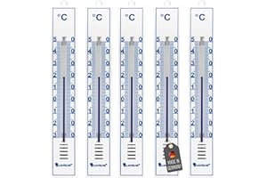 5 Stück Zimmerthermometer Gartenthermometer 17cm analog -30 bis +50 Grad Celsius, Innenthermometer, Aussenthermometer weiß Thermometer Innen Außen Zimmer