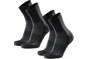 DANISH ENDURANCE Chaussettes de Trail Running, Chaussettes de Course en Laine Mérinos, Chaussettes Thermiques, Chaussettes Rembourrées anti-ampoules, pour Homme et Femme, lot de 2