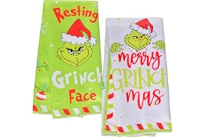 AsyinXson Weihnachten Küchentücher, Lustige Weihnachtshandtücher, Grin-ch Weihnachtsdekorationen, Geschenke für Frauen, Urlaub, Weihnachten, Küchendekorationen