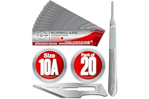 SURGICLASS Skalpellklingen Surgical Blade Scalpel Blade Size 10A Carbon Steel Non Sterile Pack of 20 SURGIRD10A-20