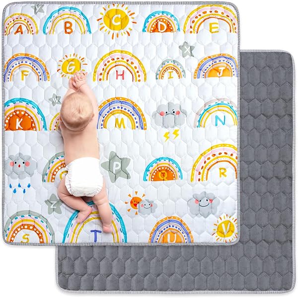 Tappeto Gioco Pieghevole Meqbem, Morbido E Antiscivolo Per Neonati, 175x155 Cm, Doppia Faccia, Con Borsa, CE, Lavabile
