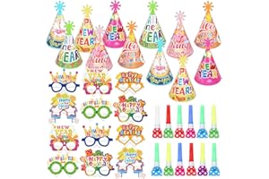 HOWAF New Years Eve Decorations 2026 Accessories, Happy New Year Headband, Party Hats, Glasses, Party Blowers for NYE Party Decorations 2026, Set A