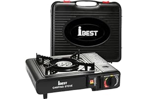 INTERNATIONAL BRANDS EXCESS STOCK TRADING U.K. I BEST U.K iBest UK Camping Stove Gas Portable in Carry Case | EN417 Compliant | Dual Connection Compatibility | Black