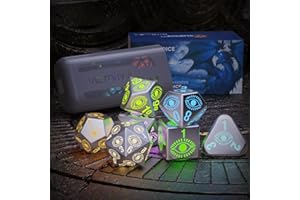 RONGHAONAN LED DND Dice Set,7PCS Shine Light Up DND Dice,Polyhedral Dice Set Table Games Dice with Rechargable Box for RPG Role Playing Table Game