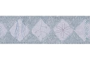 Brewster 418B322 Borders and More Scribbled Floral Wall Border, 6.825-Inch by 180-Inch Silver, Gray