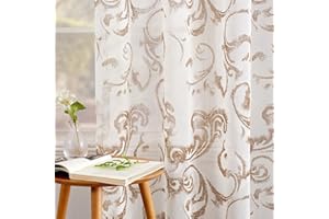 EMEMA Tende Voile Trasparenti per Camera da Letto Tende per Letto Interni con Occhielli Tende Voile per Cameretta Moderne Decorative 2 Pannelli 140x260 cm Marrone