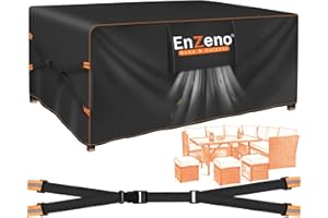 Enzeno New Upgrade Garden Furniture Set Covers Waterproof,500D Heavy Duty Oxford cloth Outdoor Furniture Covers,Wider Vents for Patio Chair and Table Rattan Sofa 242x182x100cm Rectangular