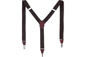 Massi Morino Bretelle da uomo 3,5 cm di larghezza - Bretelle elastiche regolabili con vera pelle e clip extra robuste I Bretelle a Y da uomo incl. scatola regalo