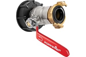 Poppstar IBC utloppskran för IBC-behållare med koppling (1 tum) Geka system IBC-adapter med lock och slanganslutning