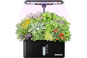 GARDENCUBE Hydroponics Growing System Indoor Garden: Herb Garden Kit Indoor with LED Grow Light Quiet Smart Water Pump Automatic Timer Healthy Fresh Herbs Vegetables - Hydroponic Planter for Home Kitchen Office