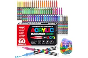 VAKKI 60 Colores Rotuladores Acrilicos, Acrylic Markers Para Colorear Adultos, Marcadores AcríLicos Para Colorear, Piedra, CaligrafíA, Madera, Lienzo, Vidrio, CeráMica