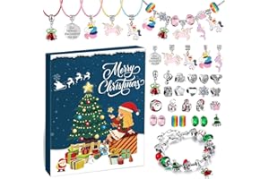 iZoeL Adviento Calendario Joyas Niñas 2024 Navidad Calendario 24 Gran Sorpresa Incl. 5 Collar 2 Pulsera 5 Colgante 18 Charms Niños 4 5 6 7 8 9 10 11 12 Años
