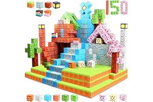 Uiczdry 150 Pièces Construction Magnetique Enfant,2.5CM/Pièces Cube Magnétique,Jeux de Construction Educatif,STEM Montessori Jouets Magnétiques Sensoriels Cadeaux,pour Enfants 3+ Ans