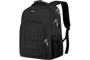 Liokesa Rucksack Herren, Schule Laptop Rucksack Schulrucksack Jungen Teenager mit 15.6 Zoll Laptopfach,Wasserdicht Rucksack Arbeit Schultasche mit USB für Schule, Wandern Reisen, Business, Schwarz