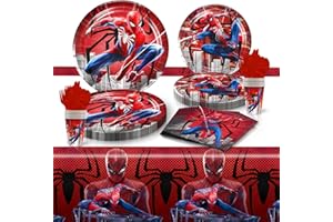 JUNBAOYYDS Geburtstagsdeko Set, 81 Pcs Partygeschirr Set mit Spiderman, Partygeschirr Geburtstag, Kindergeburtstag Deko Party, Superhelden Party Thema Partyzubehör