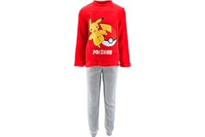 POKÉMON Pokemon Pijamas para Niño, Camiseta y Pantalon Largo Terciopelo para Niño, Pikachu Pijama Polar Suave, Tallas 6 a 12 Años