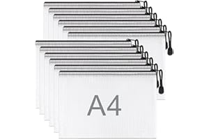 ‎UMRIOX 12 Stück Dokumententasche A4 Recycling,wasserdichte Dokumententasche Reissverschluss,Datei Tasche Kunststoff für Bürobedarf,Dokumente,Quittung,Papier,Schule,Prüfungsblatt,Schreibwaren, Kosmetik, Reise