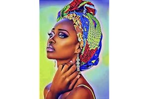 DCIDBEI 30x40CM DIY Diamond Painting Mujer Africana Adultos Cuadros Diamantes 5d Redondo Belleza Bordado Diamantes 5D para Niños Puzzle Diamante Decoración Pared Hogar y Oficina