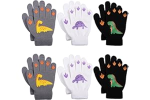 Cooraby 6 Pairs Kids Warm Magic Gloves Winter Stretchy Knit Gloves for Boys Girls
