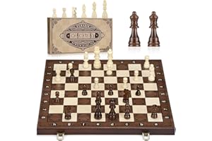 Peradix Grand Jeu d'échecs de Voyage Magnétique 39x39cm - D'échecs Pliable Premium avec Pièces Magnétiques - Échiquier en Bois de Haute Qualité pour Les Camping et l'extérieur