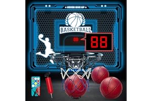BuzzoXerex Canasta Baloncesto Infantil de Interior, Mini Canasta Baloncesto Habitacion Pared con Mandos a Distancia, Puntuación Automática, 7 Colores LED, Basketball Hoop Regalos para Niños Niñas