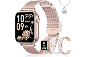 Iaret Reloj Inteligente Mujer, 1.83" Smartwatch con 4 Correas, Llamadas Bluetooth, Monitor Sueño/Ritmo Cardíaco/SpO2/Menstrual, 110+ Modos Deportivos Pulsera Actividad para iOS/Android, Oro Rosa