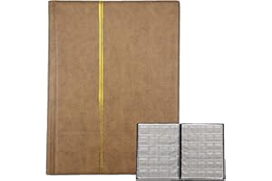 HAUTSTORE Album della Collezione di Monete, Album per Monete da 250 Tasche, Album per Raccolta Monete 10 Pagine, Raccoglitore per Collezione di Monete, Portamonete da Collezione, Raccoglitore Monete (Marrone)