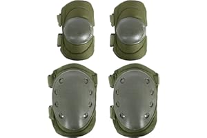 AREA SHOPPING Kit Ginocchiere e Gomitiere Di Protezione Protezioni Rigide Softair Verde Royal