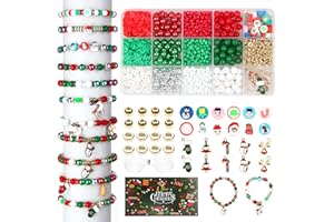 FEMBW Perline per Braccialetti di Natale per bigiotteria fai da te, Albero Di Natale Alce Padre di Natale Tag per Bracciali Collana Rendendo