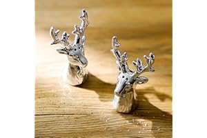 MARCO PAUL INTERIORS Marco Paul Stag Salt and Pepper Sets - Set of 2 Durable Ceramic stag Ornaments Home Silver Salt and Pepper Shaker for Table Decoration, Kitchen Accessories for Home, Dining Table,