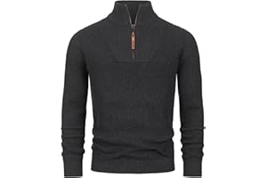 Indicode Herren INYassip Strickpullover mit Stehkragen | Pullover Herrenpulli mit Kragen und Reißverschluß